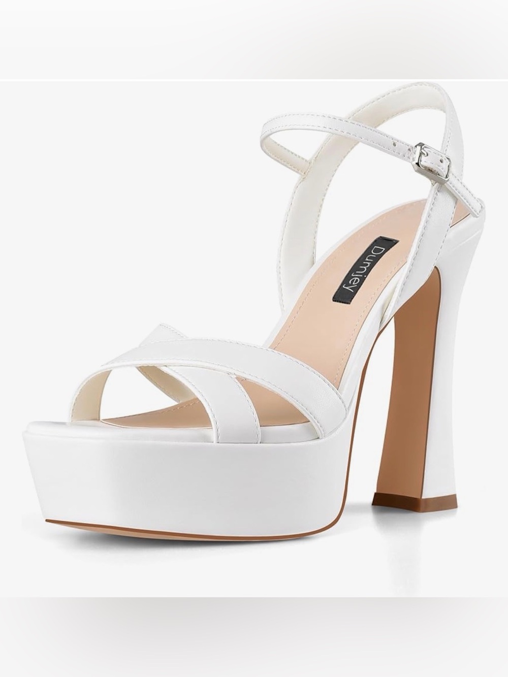 Dumjey White Platform Strappy High-Heel Sandals sz 6